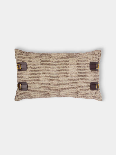 de Le Cuona - Nara Buckle Linen and Alpaca Cushion (23.5in/60cm) - Brown - ABASK - 