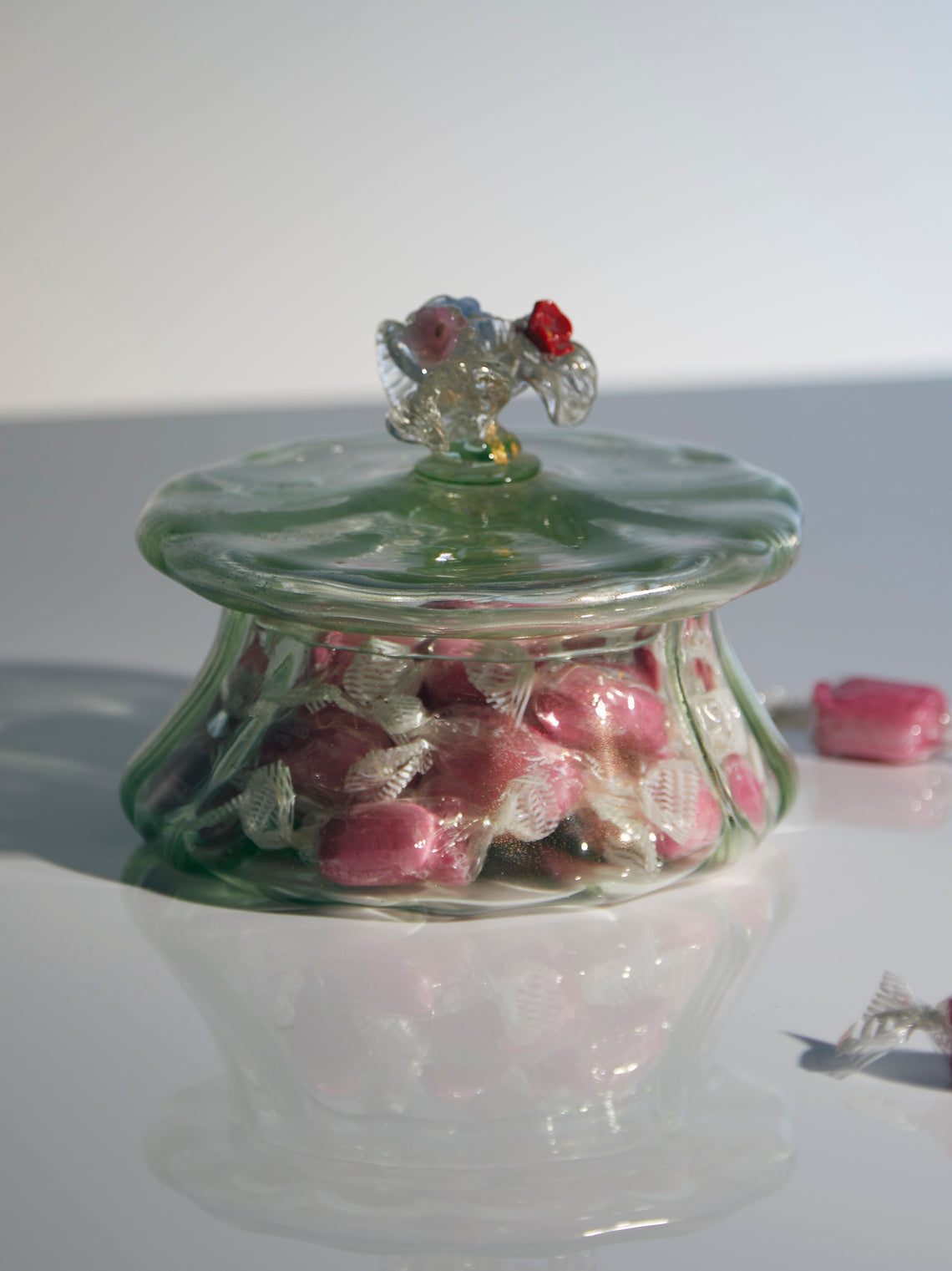 Antique and Vintage - 1940s Murano Glass Lidded Pot - Green - ABASK