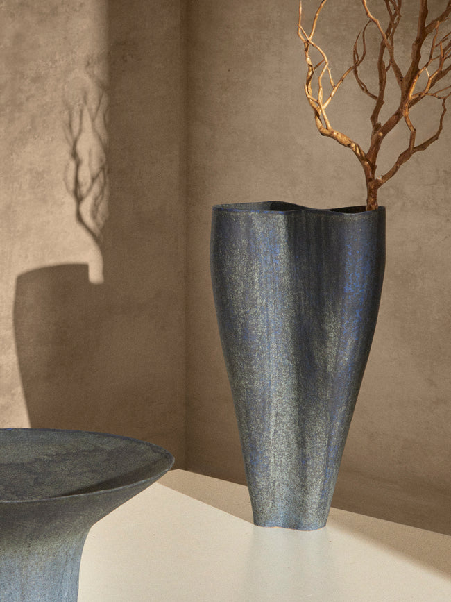 Linda Ouhbi - 26/2024 Hand-Built Stoneware Vase (19in/48cm) - Blue - ABASK