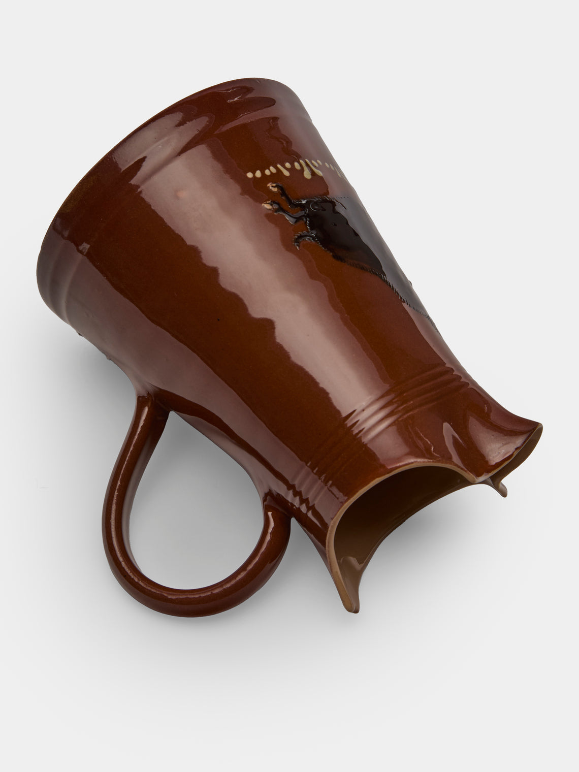 Poterie d’Évires - Boars Hand-Painted Ceramic Milk Jug - Light brown - ABASK