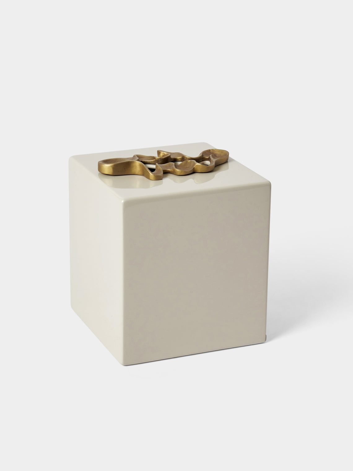 Viya - Saffron Lacquered Wood Tissue Box - Ivory - ABASK
