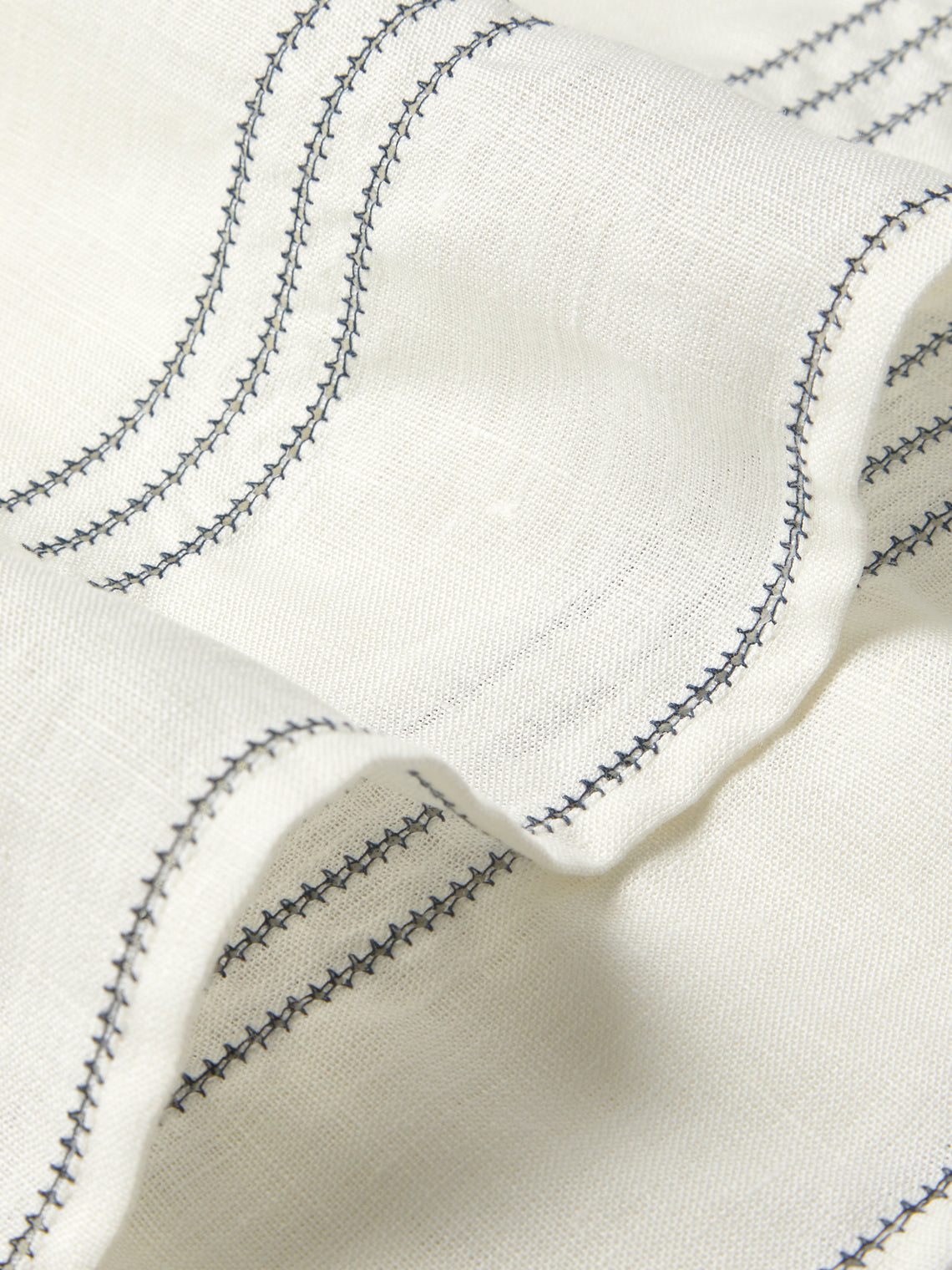 Volga Linen - Hem-Stitch Linen Square Tablecloth (69in/1.75m) - White - ABASK