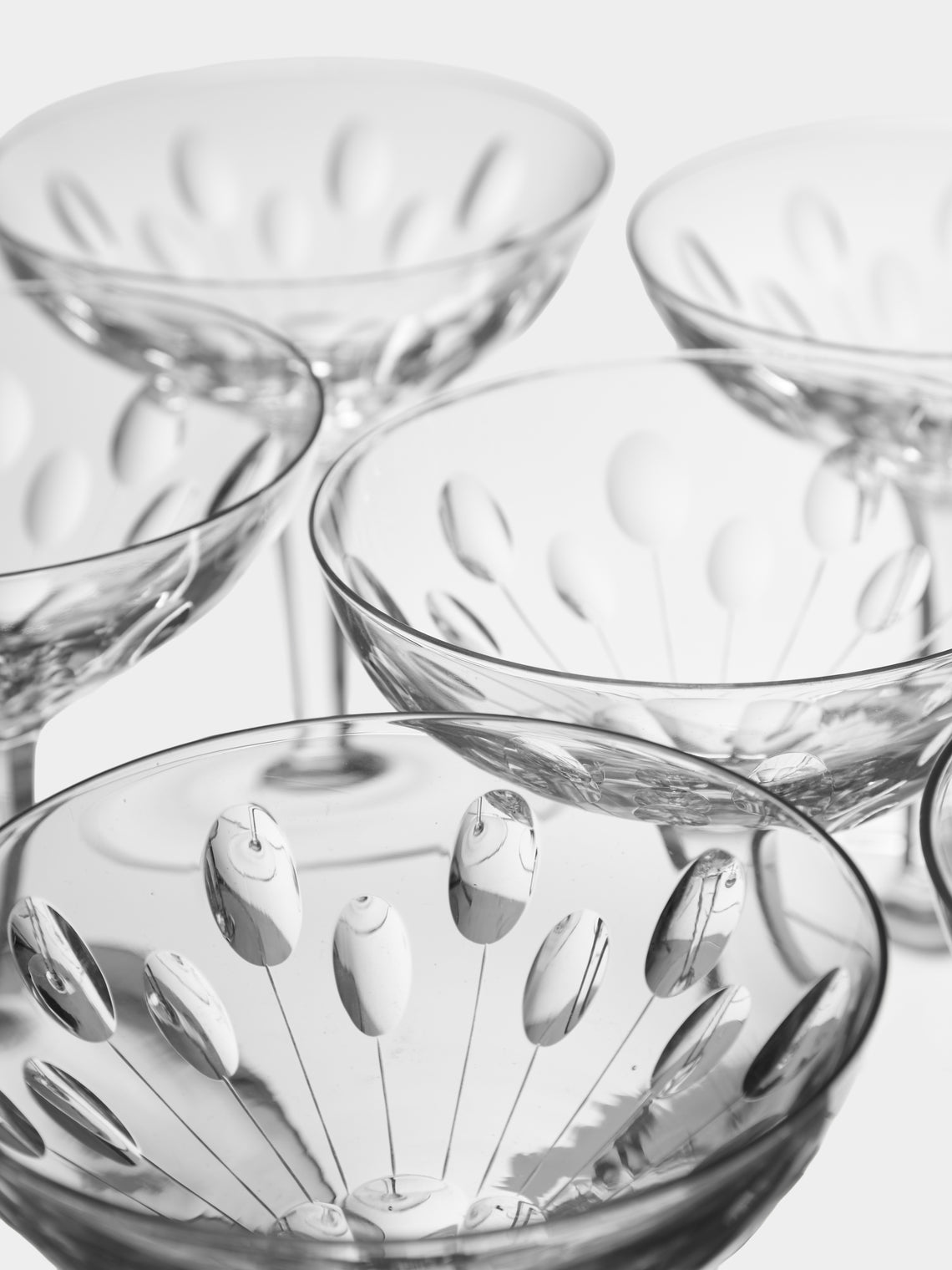 Antique and Vintage - 1960s Val Saint Lambert Crystal Champagne Coupes (Set of 15) - Clear - ABASK