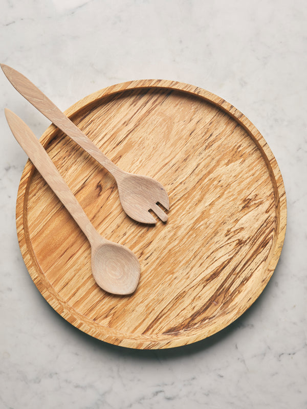 Bird & Branch - Hand-Turned Spalted Beech Service Tray (17.5in/44cm) - Natural - ABASK