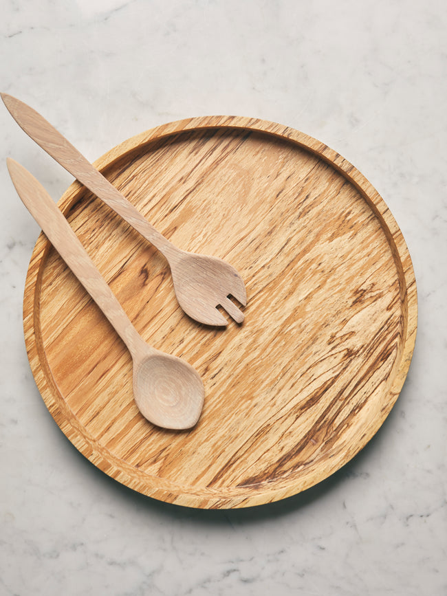 Bird & Branch - Hand-Turned Spalted Beech Service Tray (17.5in/44cm) - Natural - ABASK