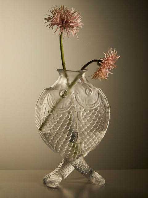 Antique and Vintage - 20th-Century Christofle Fish Crystal Vase (13.5in/34cm) - Clear - ABASK