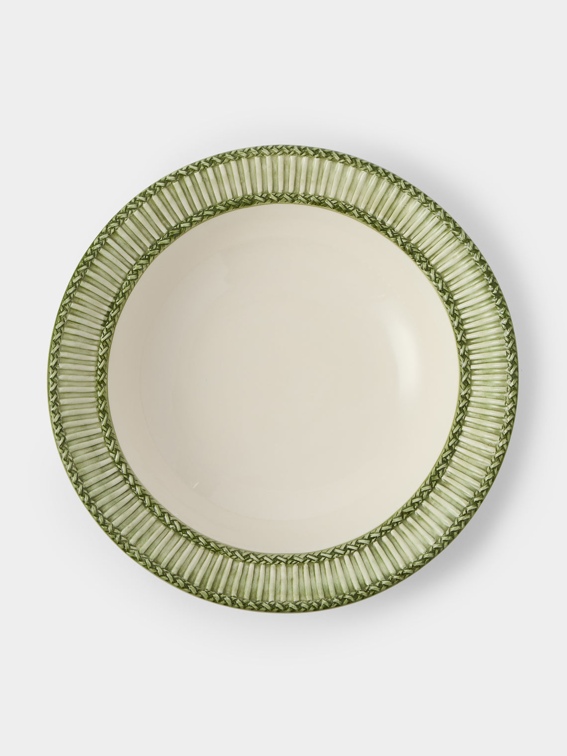 Tessalume Ceramiche - Wicker Hand-Painted Ceramic Large Salad Bowl - Light Green - ABASK