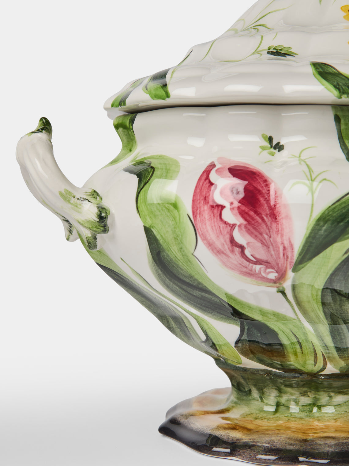 Fioravola - Birds and Tulips Hand-Painted Ceramic Tureen - White - ABASK