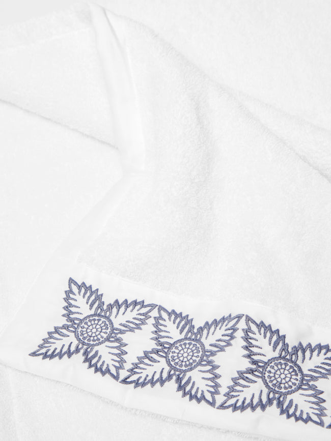 Loretta Caponi - Foliage Embroidered Cotton Bath Towel -  - ABASK