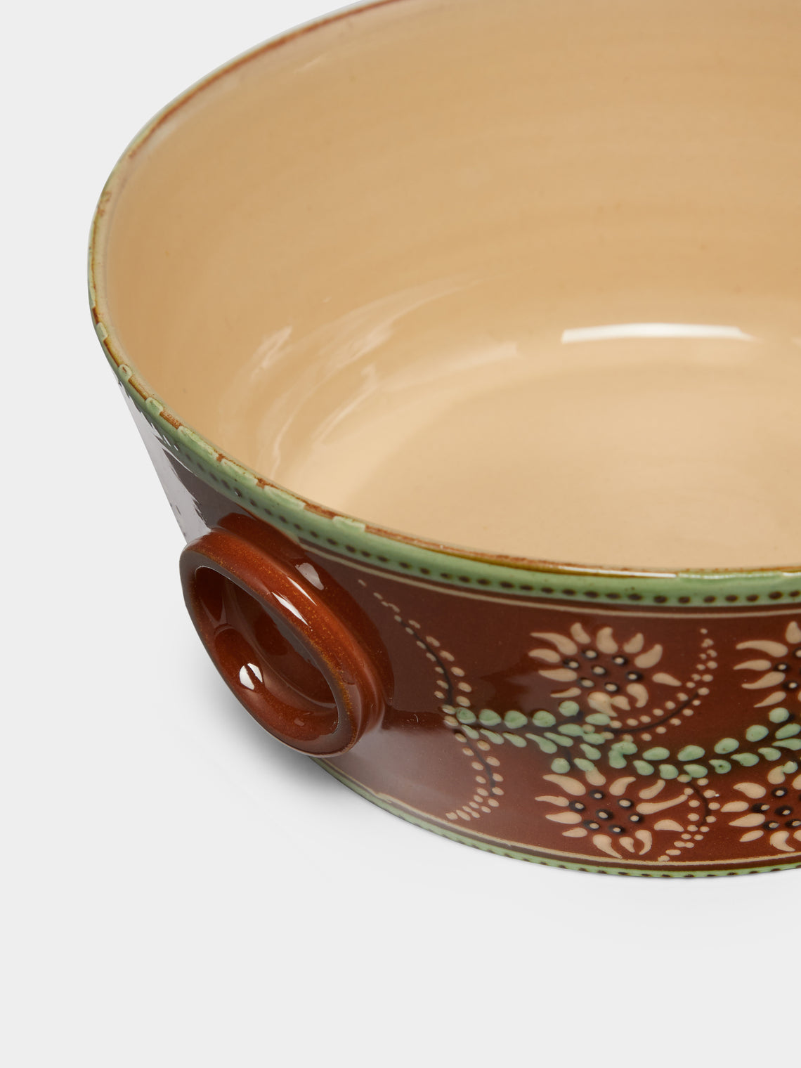 Poterie d’Évires - Flowers Hand-Painted Ceramic Handled Serving Bowl -  - ABASK