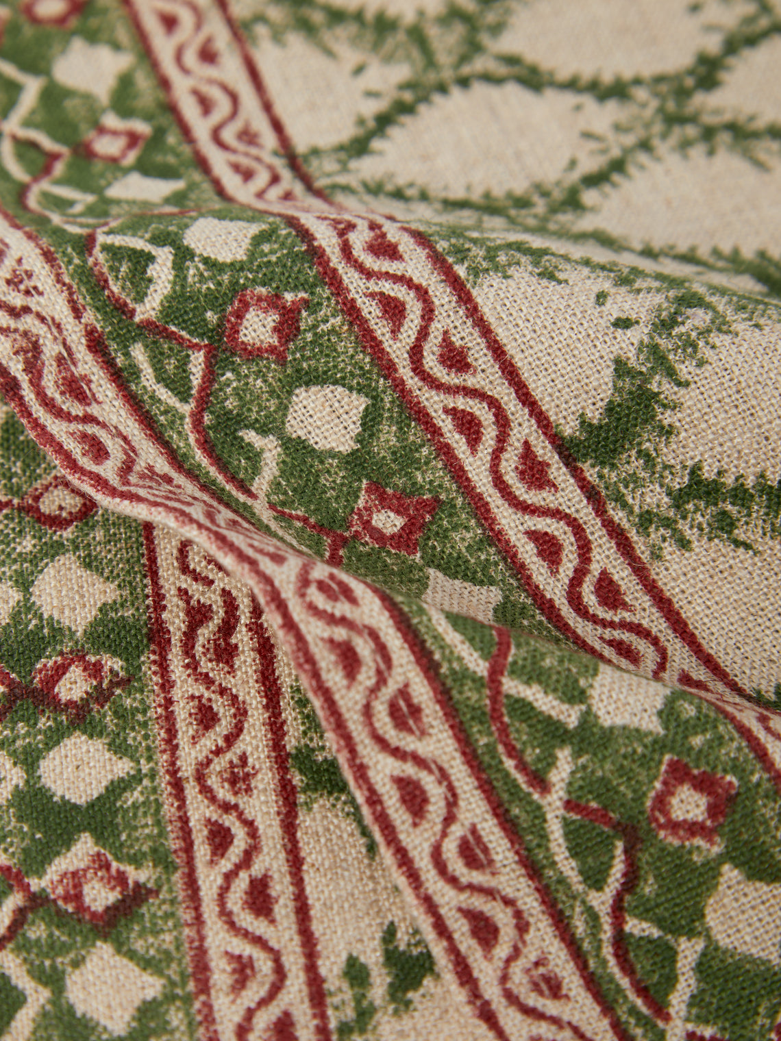 Chamois - | Set of 2 | Cypress Block-Printed Linen Placemats - Multiple - ABASK