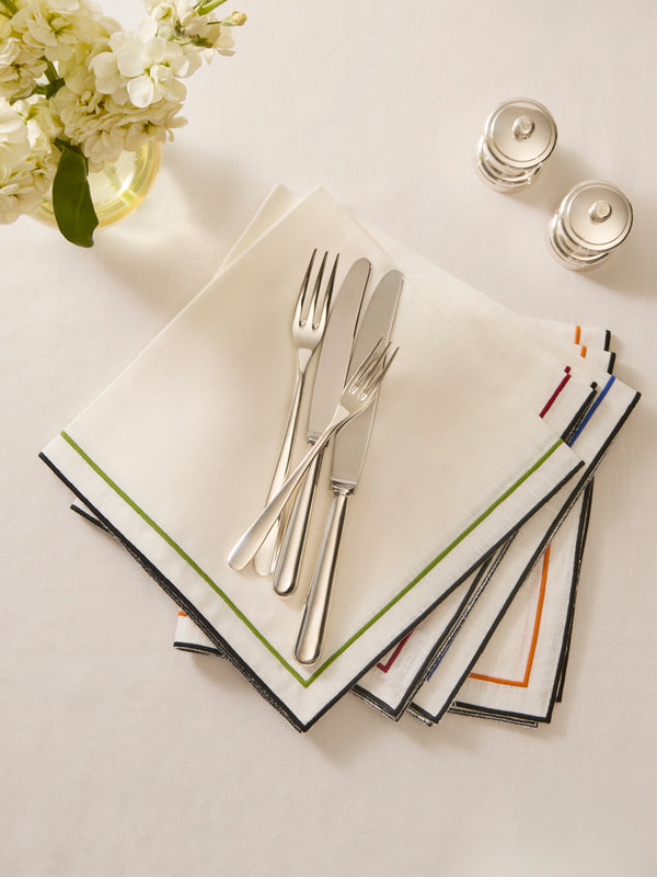 Los Encajeros - Miró Embroidered Linen Napkins (Set of 4) -  - ABASK