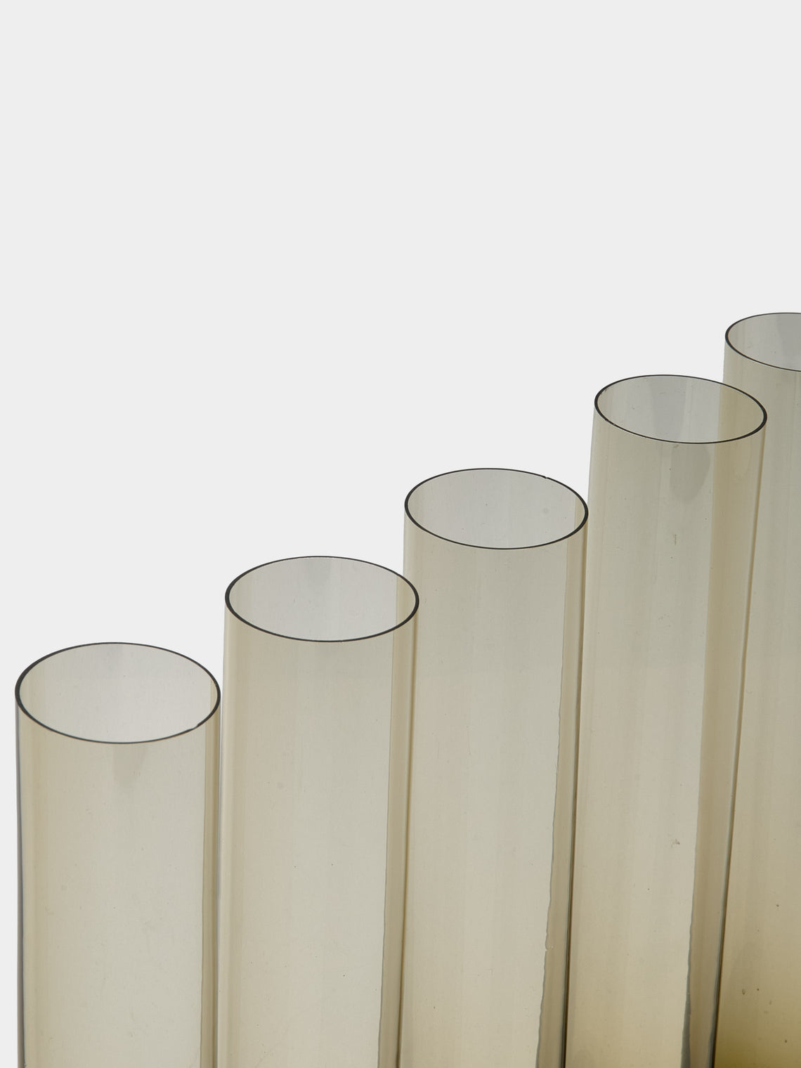 Antique and Vintage - | Set of 6 | 1970 Murano Glass and Sterling Silver Vases (10in/25cm) - Smoke - ABASK