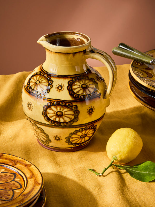 Fitch & McAndrew - Trail Flower Heads Slipware Jug - Yellow - ABASK