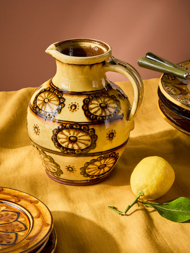 Fitch & McAndrew - Trail Flower Heads Slipware Jug - Yellow - ABASK