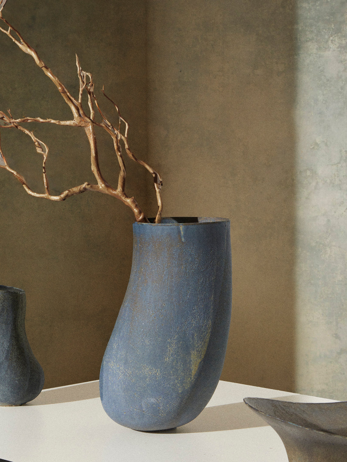 Linda Ouhbi - 39/2025 Hand-Built Stoneware Vase (15.5in/39cm) - Blue - ABASK