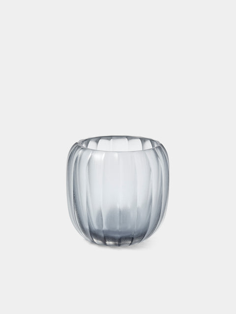 Micheluzzi Glass - Rullo Acciaio Coste Hand-Blown Murano Glass Vase (4.5in/11.5cm) - Gray - ABASK - 