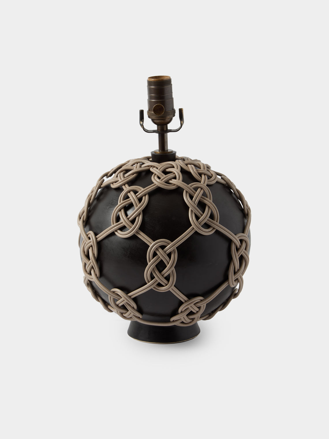 Aimee Betts - Orb Earthenware and Leather Table Lamp - Black - ABASK - 