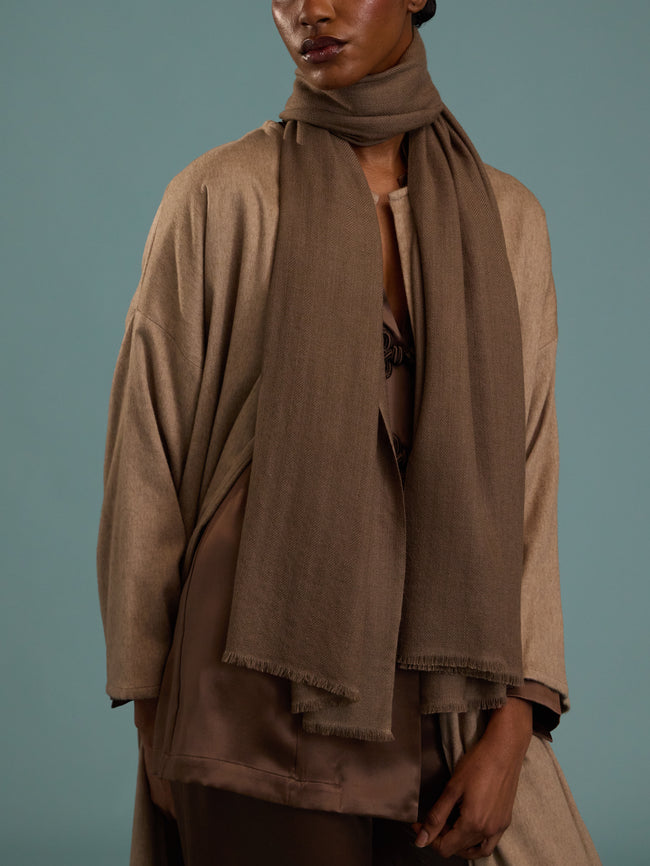 Denis Colomb - Kiri Cashmere Scarf (78.5in/2m) - Brown - ABASK