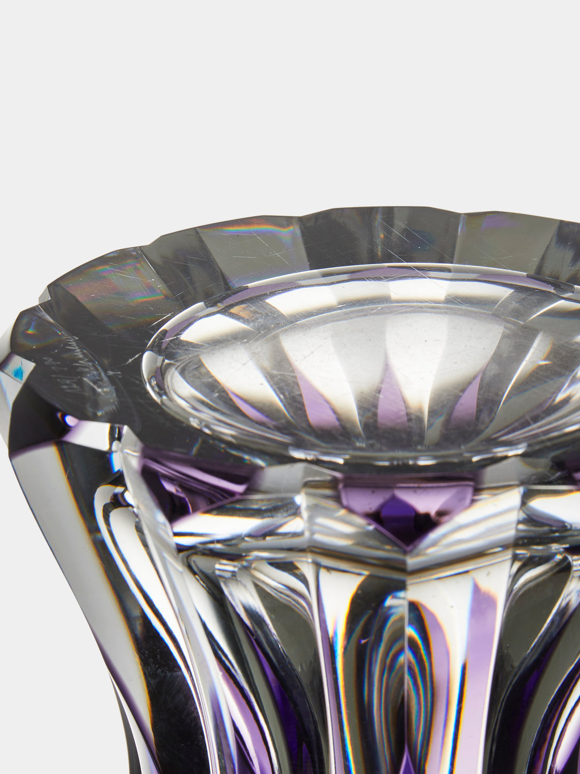 Antique and Vintage - 1970s Val Saint Lambert Crystal Vase (12in/31cm) - Purple - ABASK