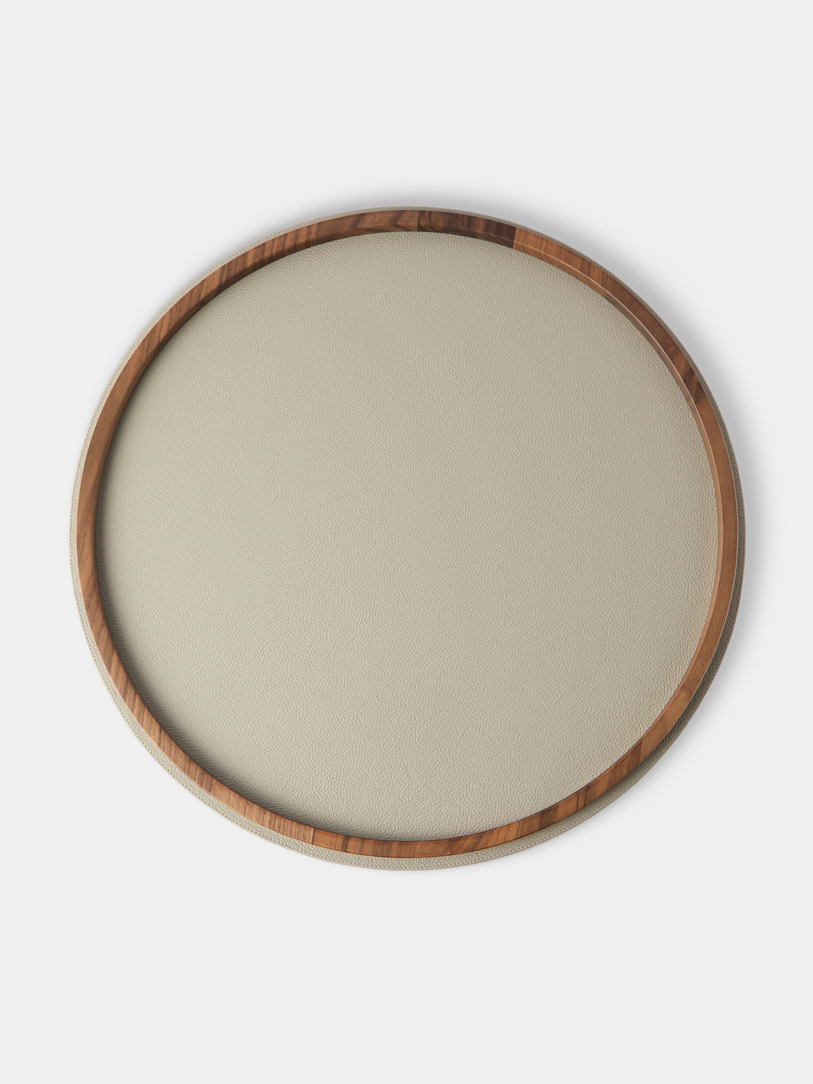 Giobagnara x Poltrona Frau - Walnut and Leather Rotating Raised Tray (19.5in/50cm) - Beige - ABASK