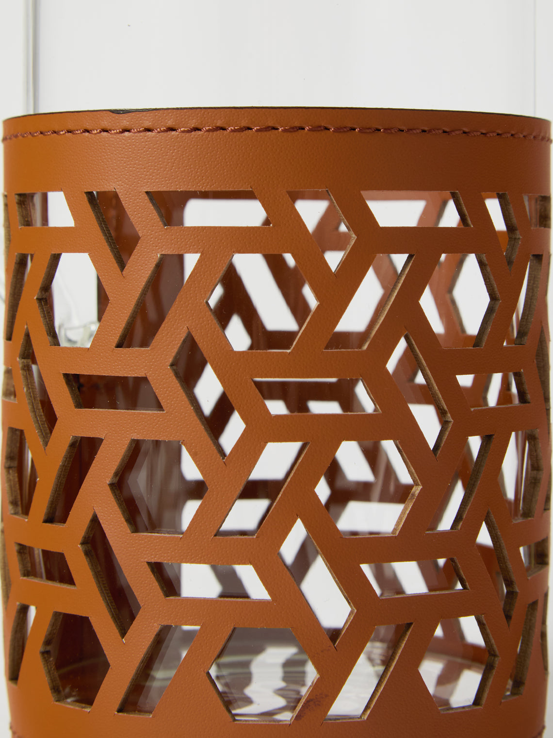 RUDI - Messina Leather and Glass Pitcher (25oz/0.75L) - Brown - ABASK