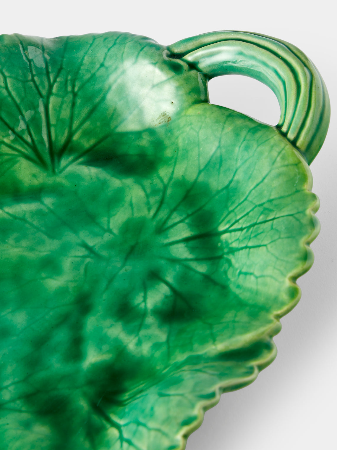 Antique and Vintage - 1950s Pol Chambost Ceramic Leaf Tray - Green - ABASK