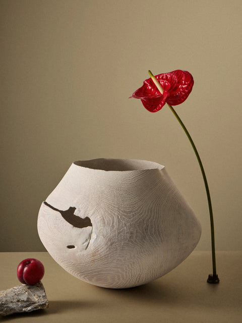 Friedemann Buehler - Hand-Turned Limed Oak Bowl - White - ABASK