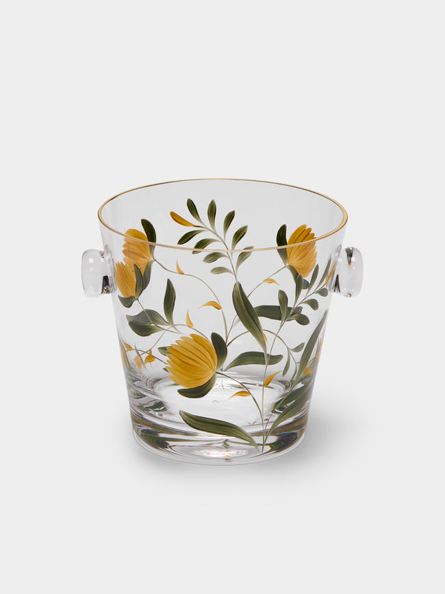 Los Vasos de Agua Clara - Jaipur Hand-Painted Crystal Ice Bucket - Yellow - ABASK - 