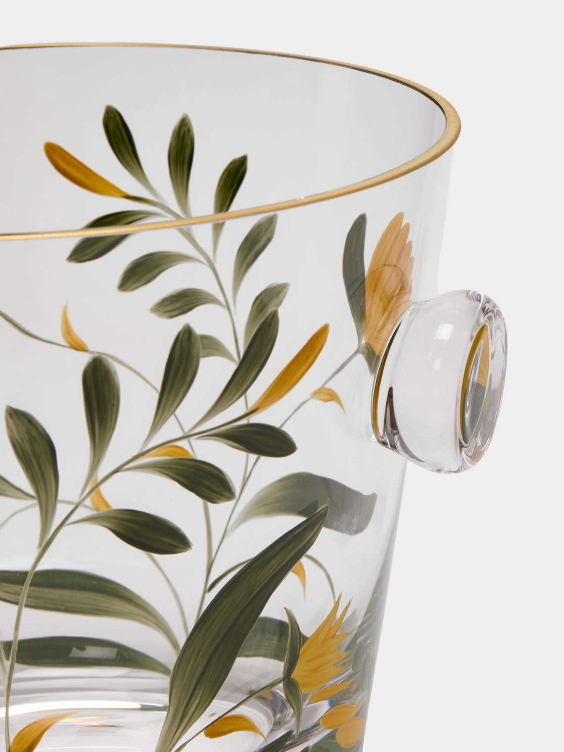 Los Vasos de Agua Clara - Jaipur Hand-Painted Crystal Ice Bucket - Yellow - ABASK