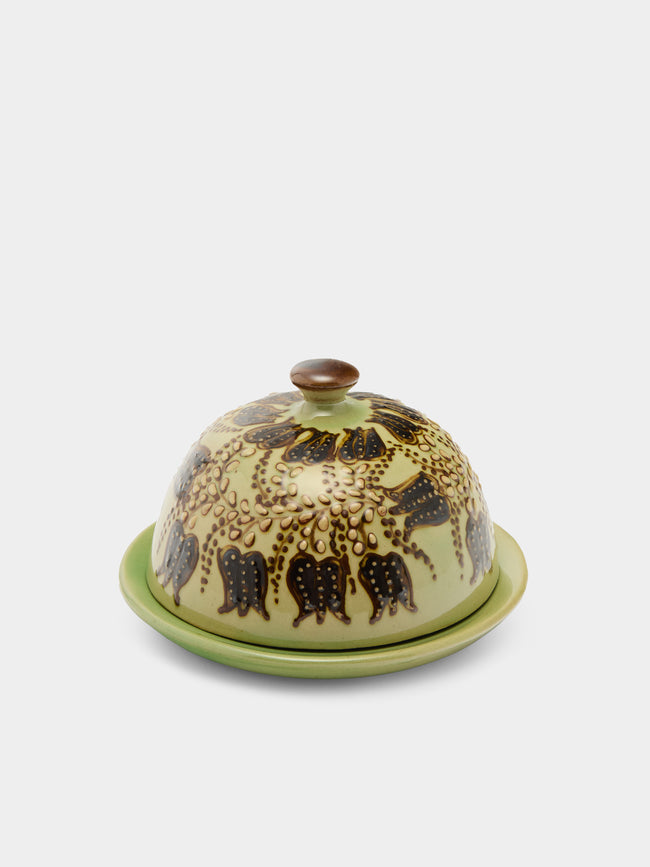 Poterie d’Évires - Flowers Hand-Painted Ceramic Small Lidded Butter Dish - Green - ABASK - 