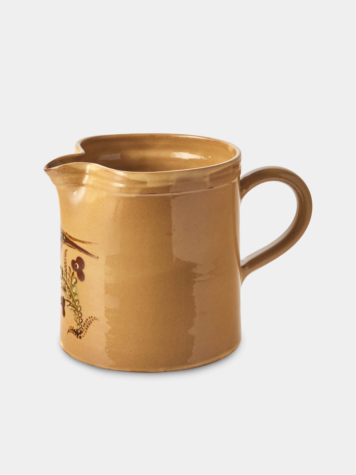 Poterie d’Évires - Birds Hand-Painted Ceramic Straight-Edge Medium Jug - Cream - ABASK