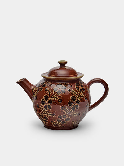 Poterie d’Évires - Flowers Hand-Painted Ceramic Teapot - Light brown - ABASK - 