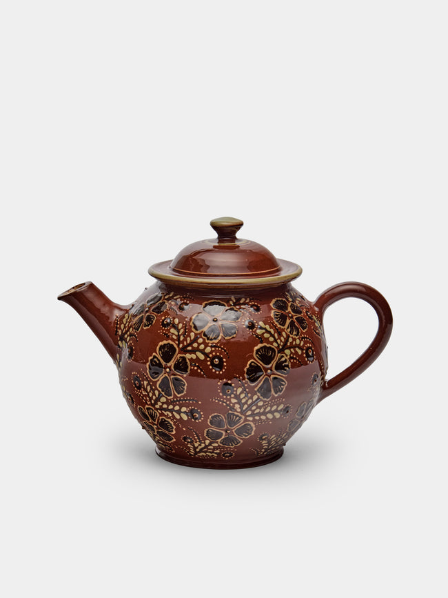 Poterie d’Évires - Flowers Hand-Painted Ceramic Teapot - Light brown - ABASK - 