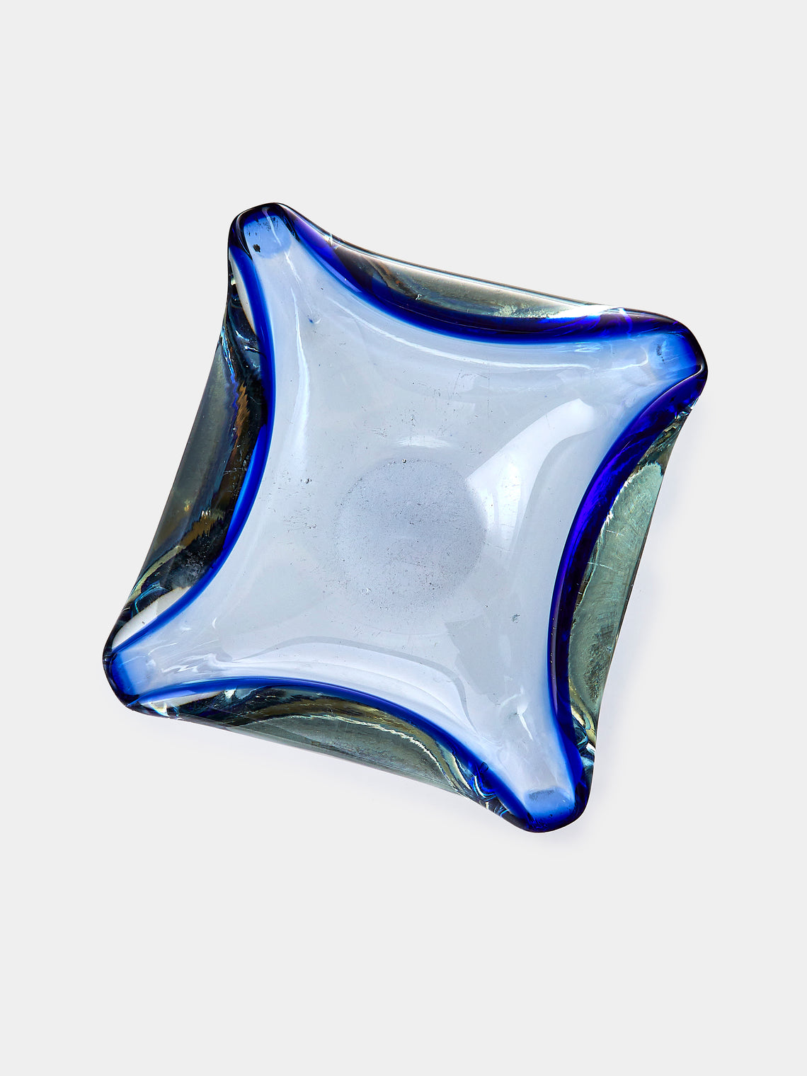 Antique and Vintage - Mid-Century Glass Ashtray - Blue - ABASK