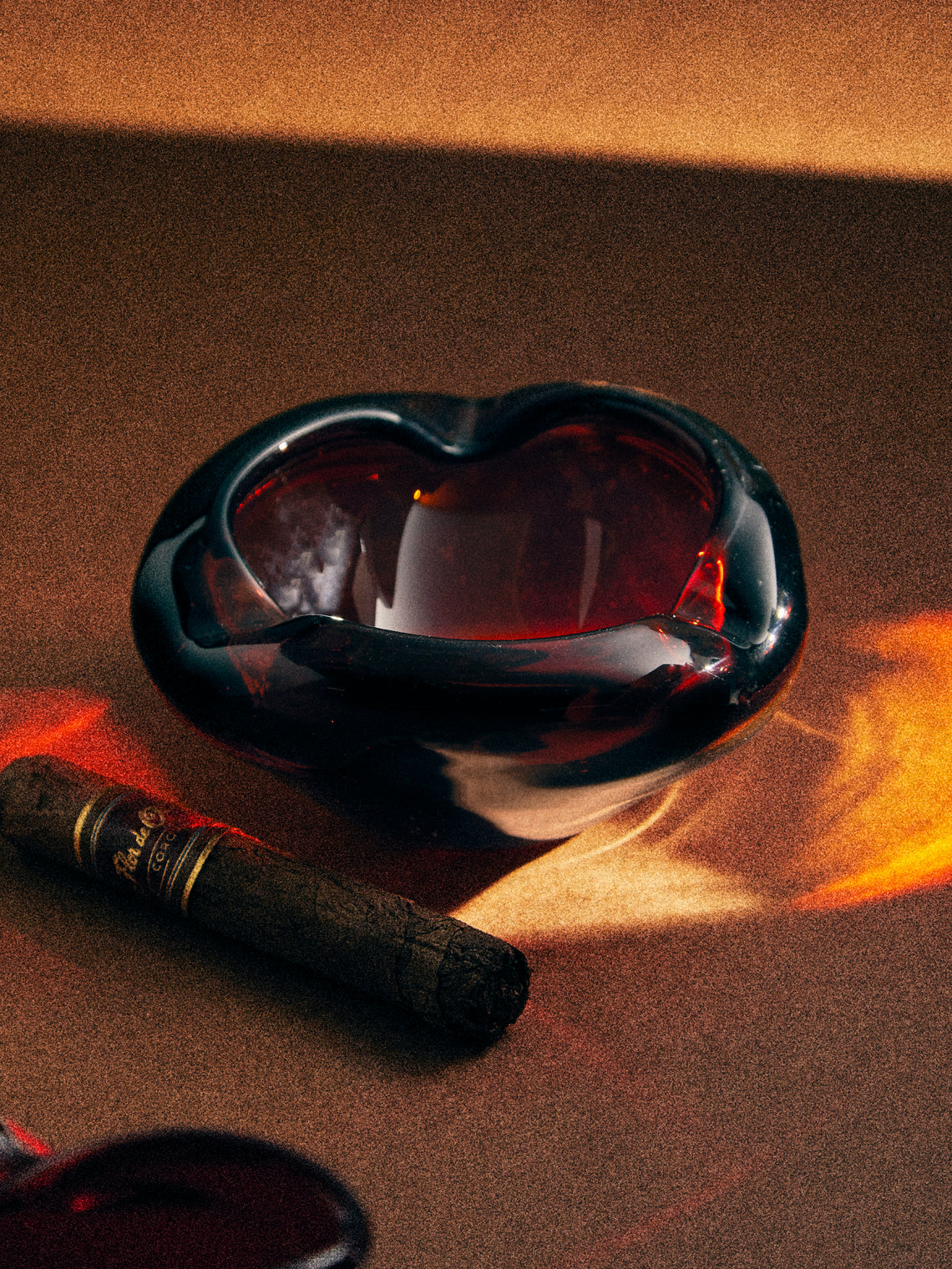 Antique and Vintage - Mid-Century Glass Ashtray - Red - ABASK