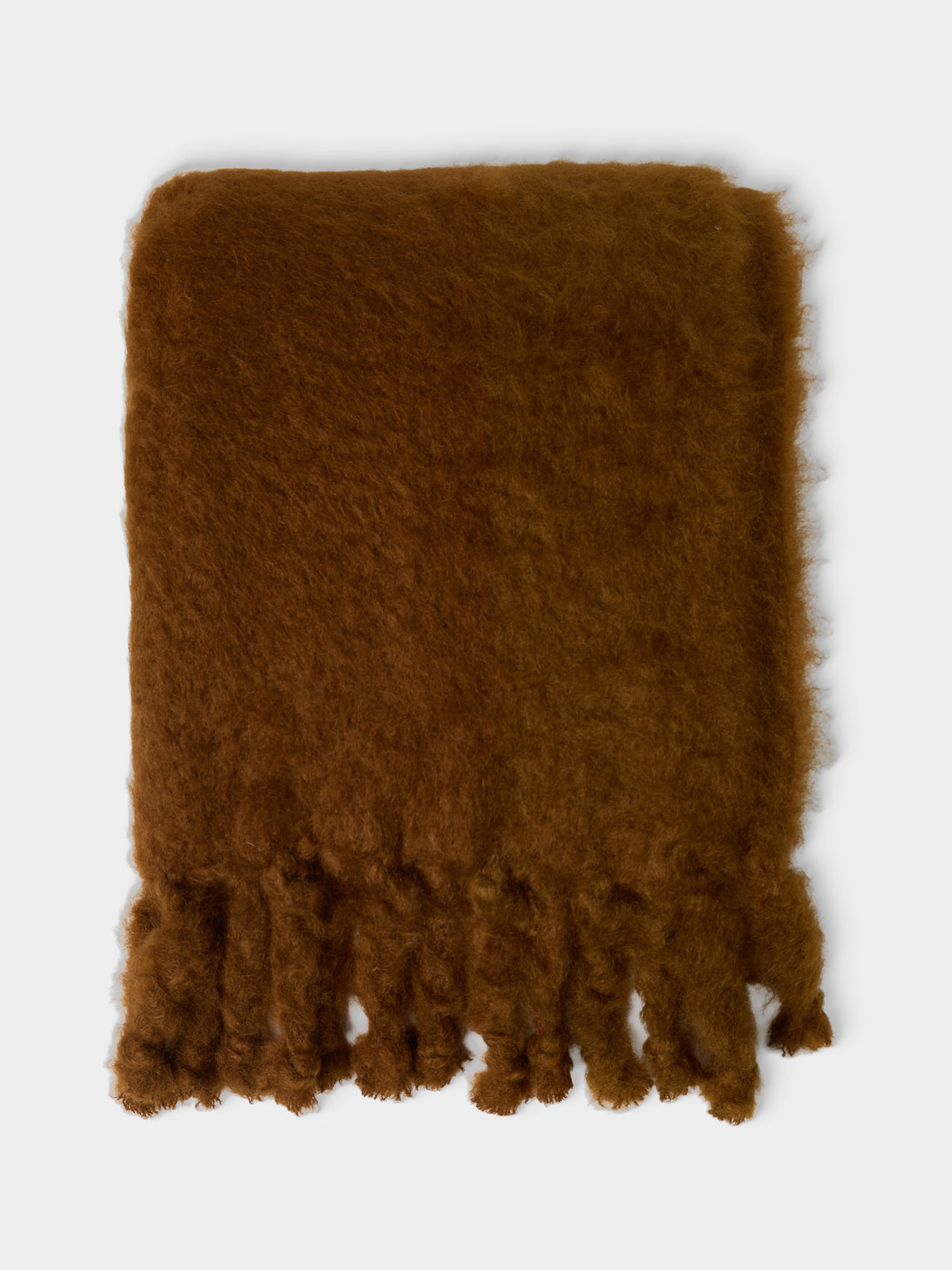 The Wren - Brume Handwoven Mohair and Wool Throw (76.5in/1.95m) - Brown - ABASK