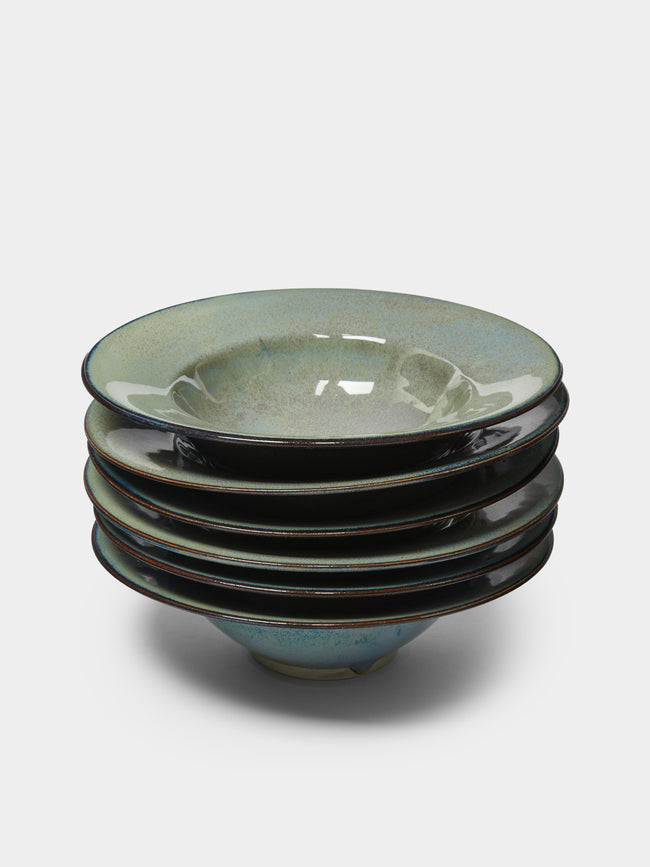Mervyn Gers Ceramics - Large Deep Bowls (Set of 6) - Blue - ABASK