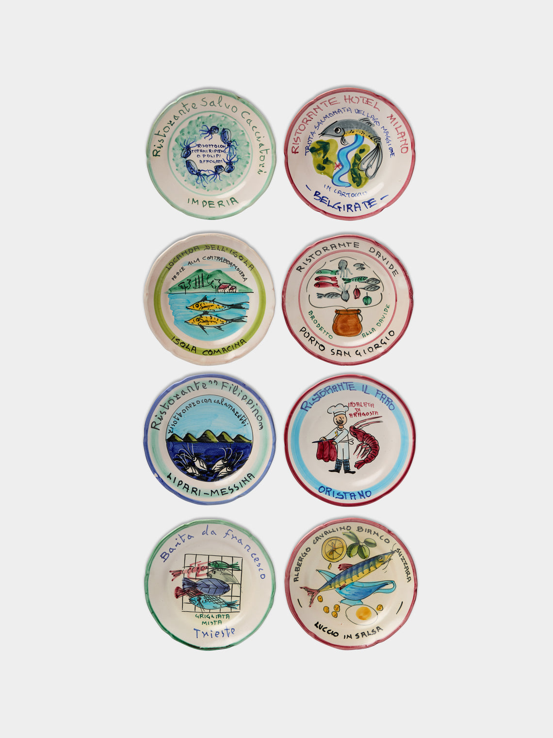 Antique and Vintage - Mid-Century Italian Ceramic Restaurant Plates (Set of 8) -  - ABASK - 