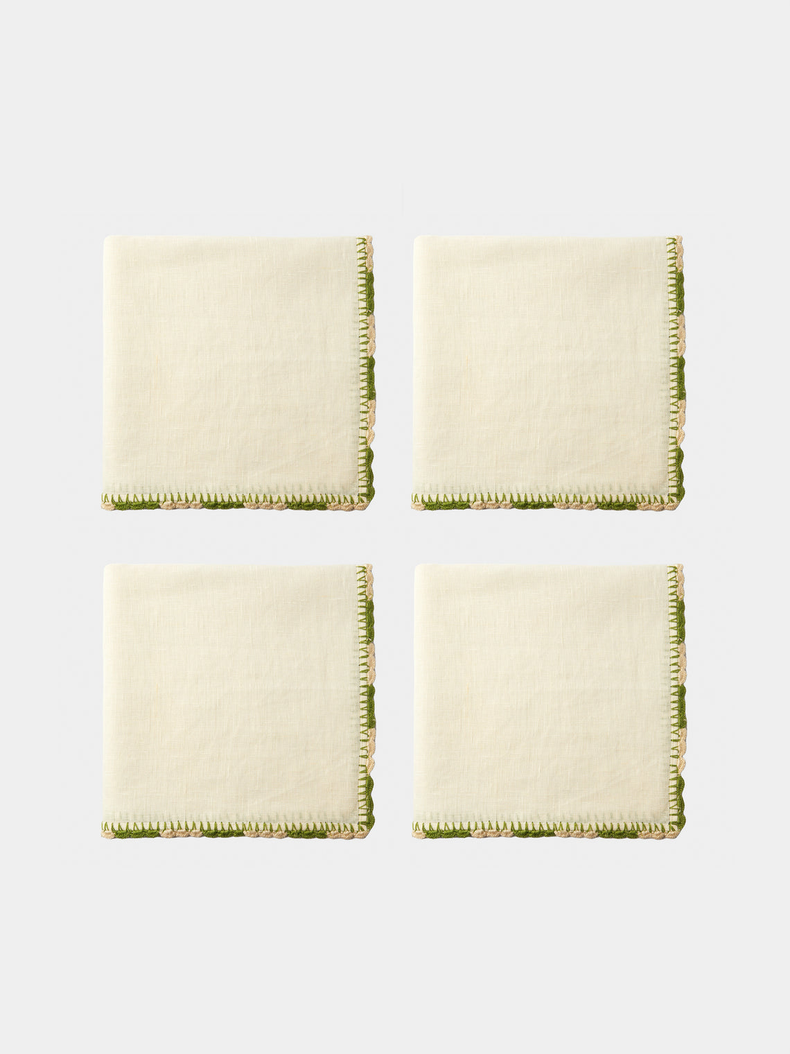 Anut Cairo - Luxor Hand-Crocheted Linen Napkins (Set of 4) - White - ABASK