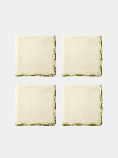 Anut Cairo - Luxor Hand-Crocheted Linen Napkins (Set of 4) - White - ABASK