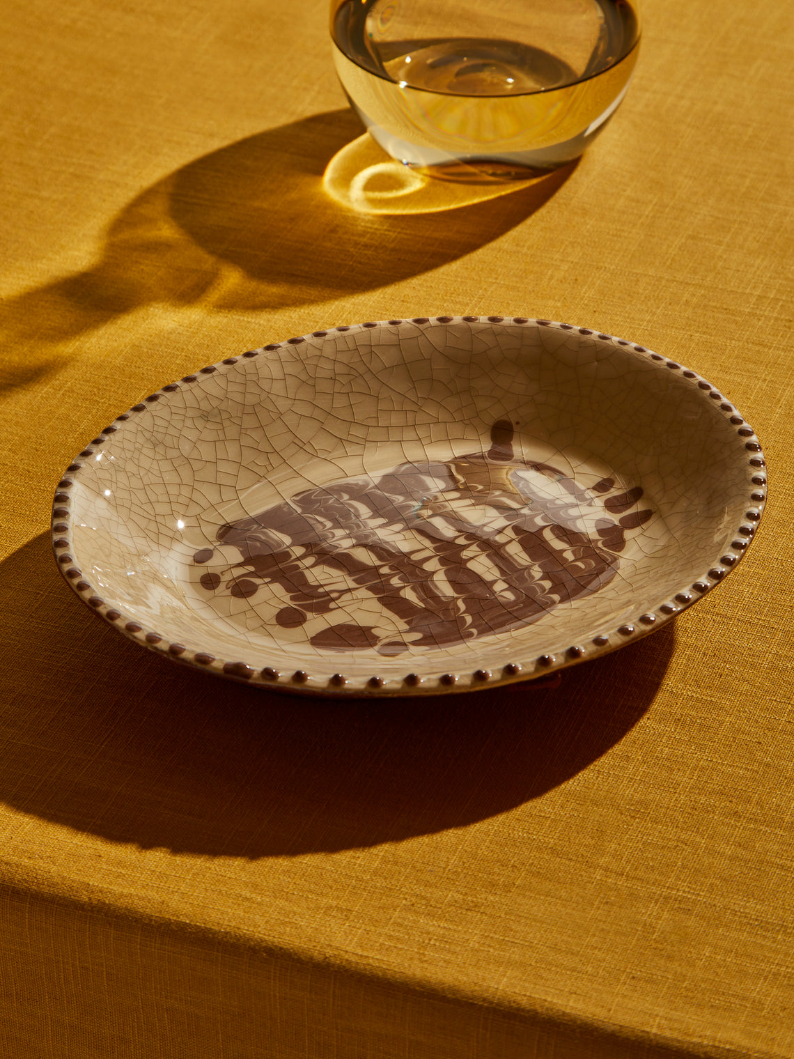 Aono Pottery - Slipware Oval Dish - Cream - ABASK