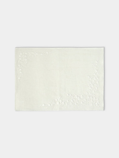 Borgo delle Tovaglie - Venaria Embroidered Linen Placemats (Set of 4) - Ivory - ABASK - 