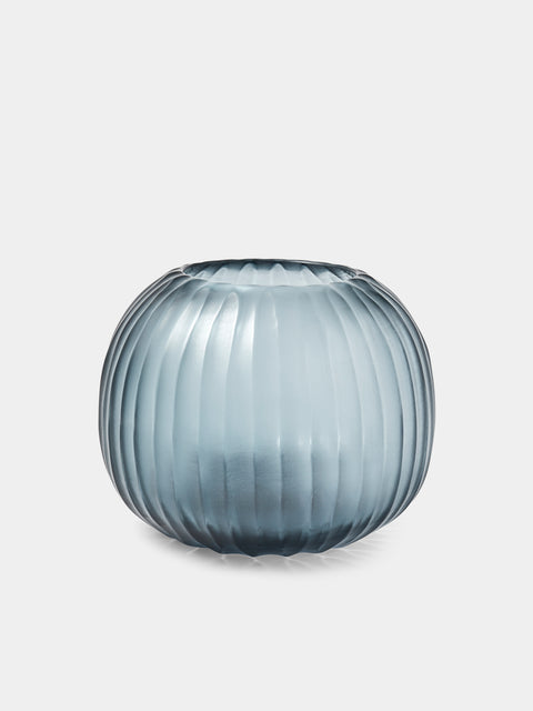 Micheluzzi Glass - Riccio Oceano Coste Hand-Blown Murano Glass Vase (8in/21cm) - Blue - ABASK - 