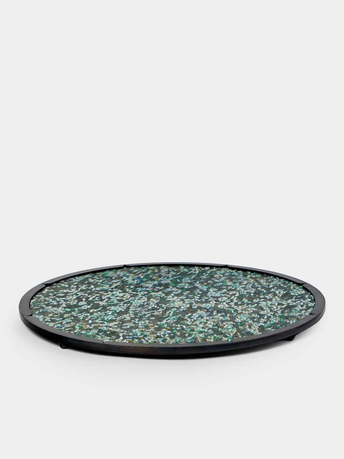 Droulers - Ondine Burnished Brass Tray (16in/40.5cm) - Green - ABASK - 