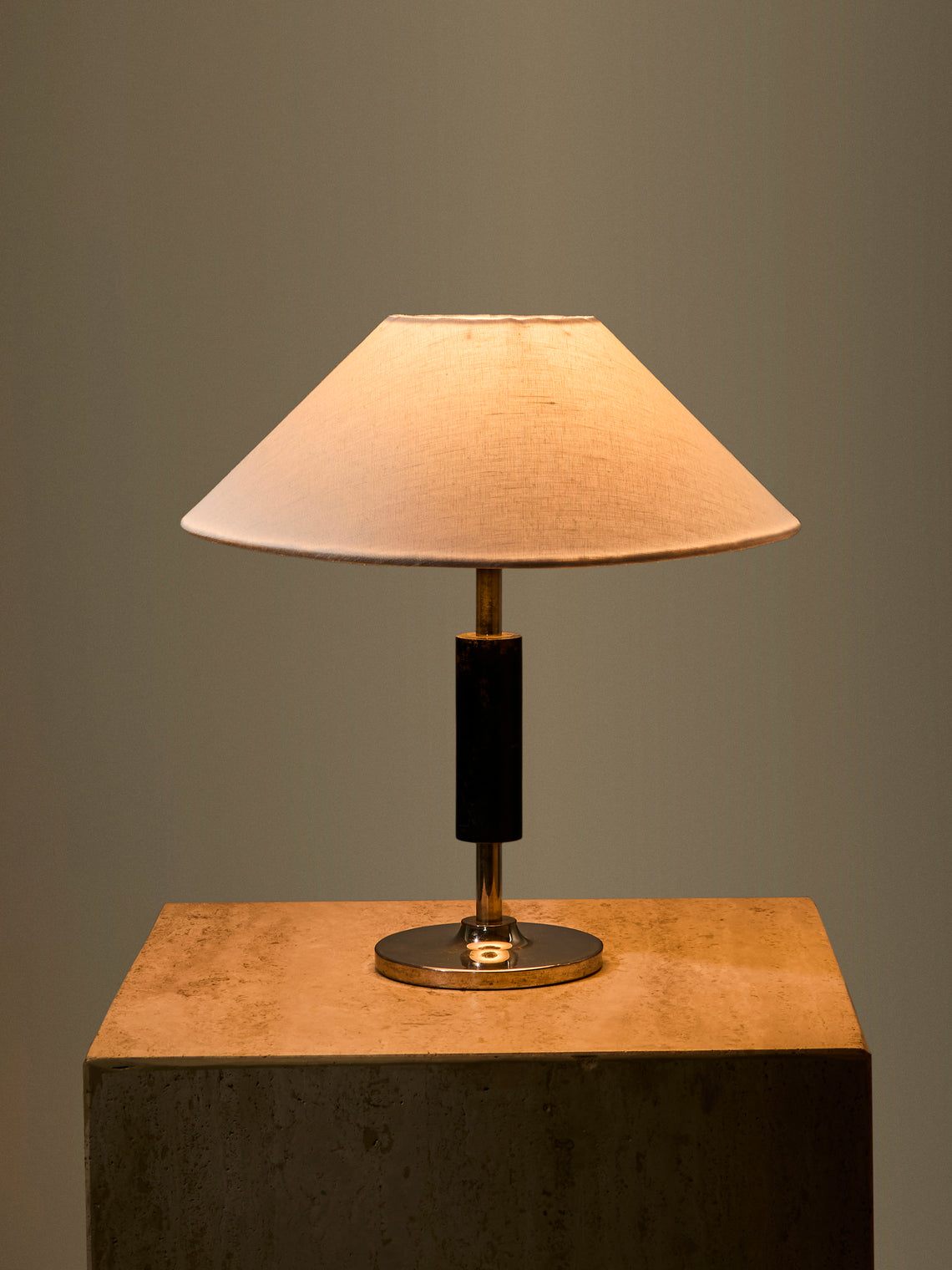 Antique and Vintage - 1930s Swedish Nickel and Ebony Table Lamp - Silver - ABASK
