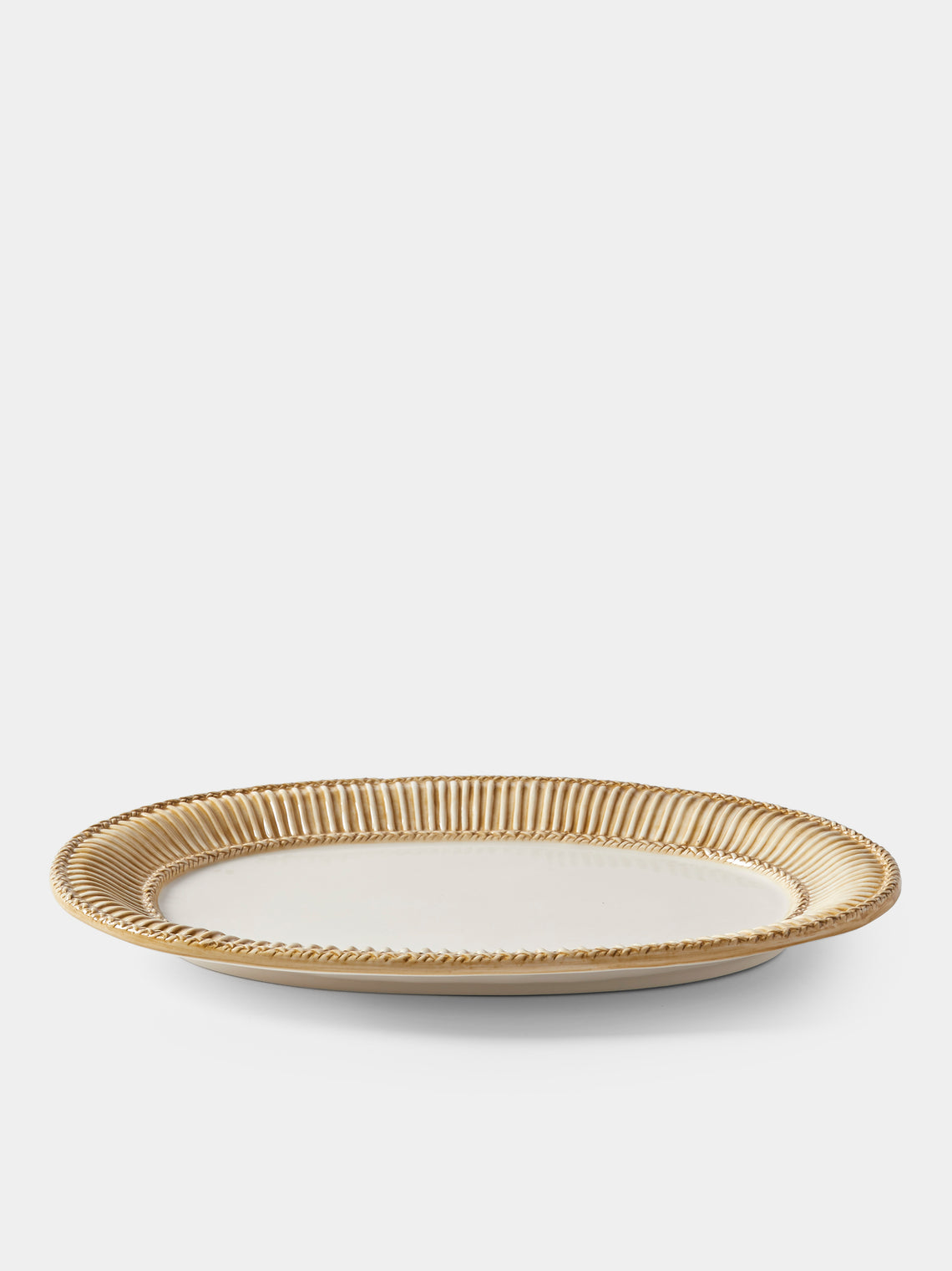 Tessalume Ceramiche - Wicker Hand-Painted Ceramic Oval Platter - White - ABASK