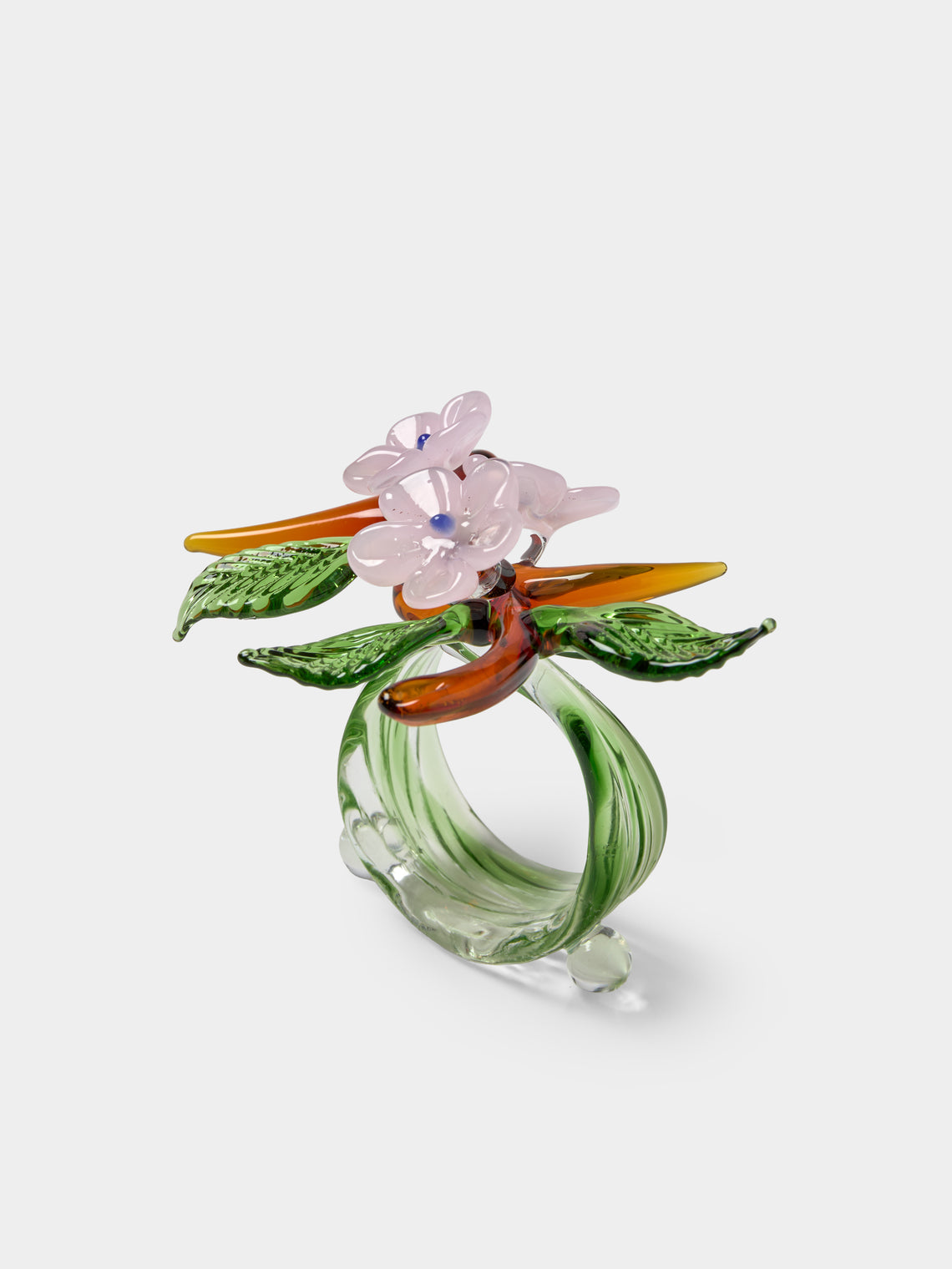 Casarialto - | Set of 6 | Floral Garden Hand-Blown Glass Napkin Rings - Multiple - ABASK