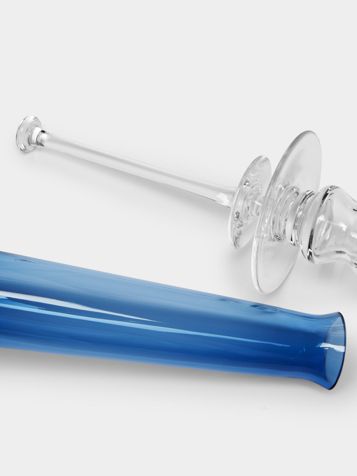 Theresienthal - Louisa Hand-Blown Crystal Candlestick (Set of 2) - Blue - ABASK