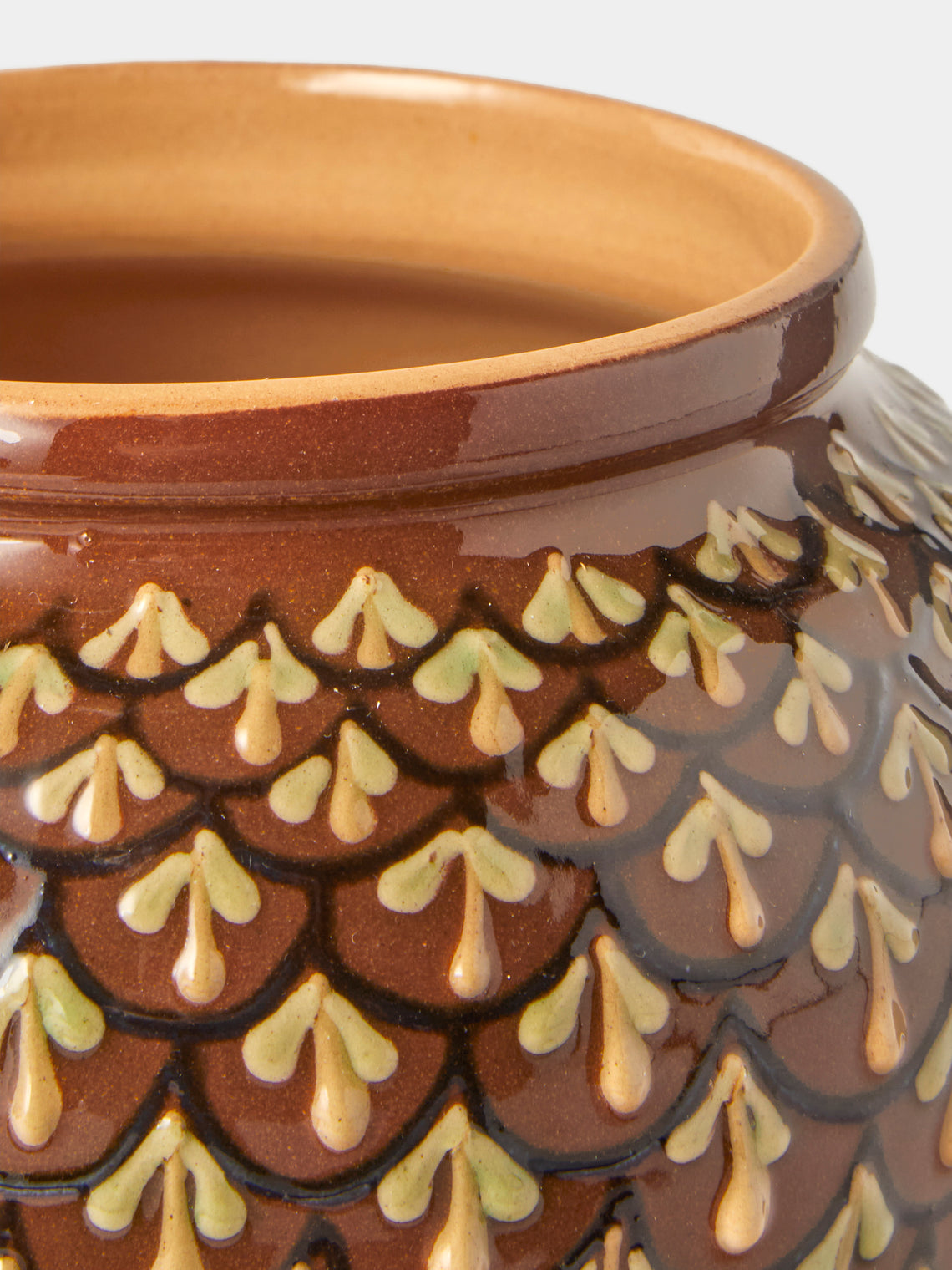Poterie d’Évires - Geometric Hand-Painted Ceramic Vase (6.5in/17cm) - Light Brown - ABASK